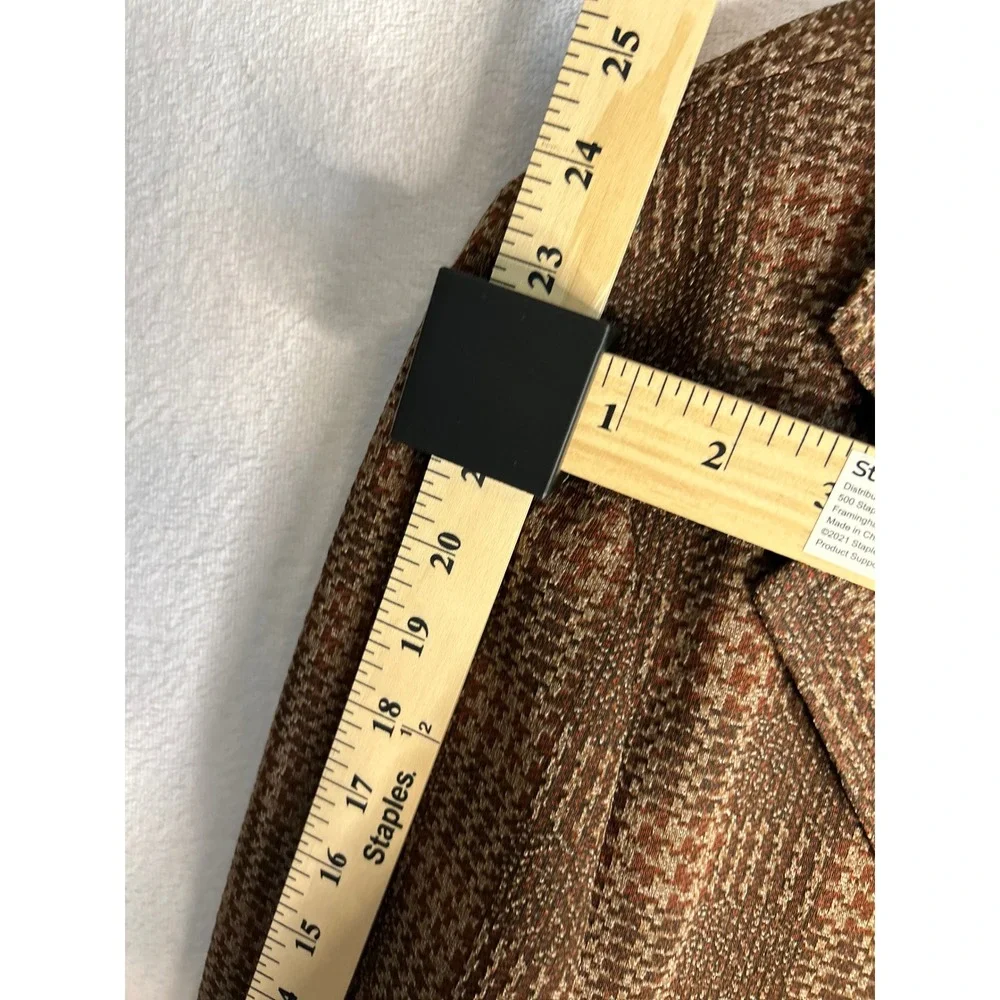 Oakmont Vintage Mens Brown Plaid Two Button Blazer Sport Coat size 44S see pics